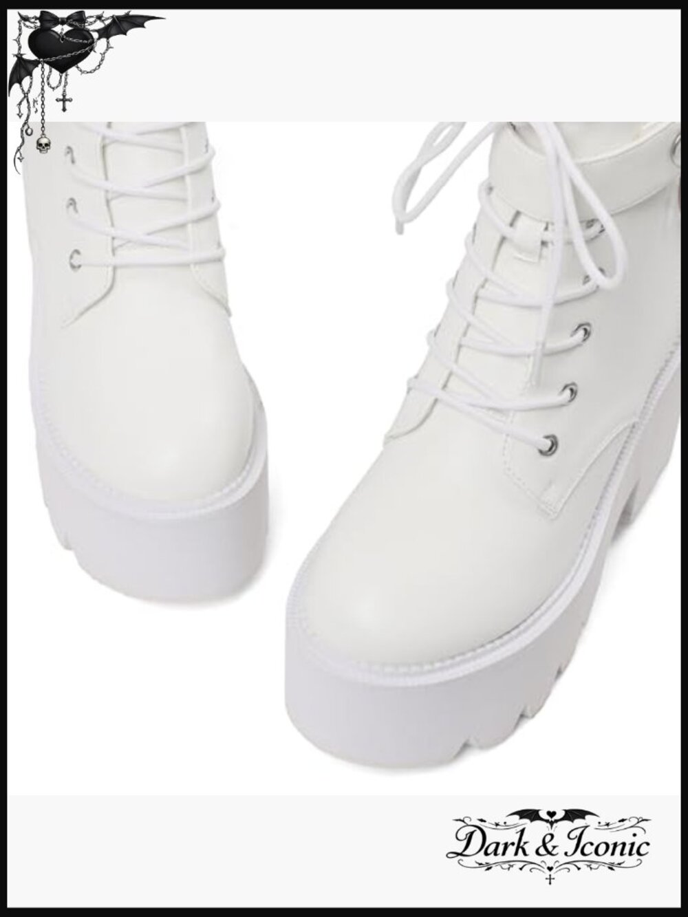 Platform Ankle Boots Combat Wedge Heel Lace Up Zipper Punk Chain Shoes - Picture 2 of 7